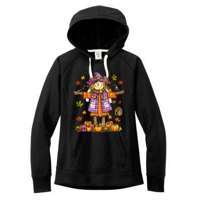 Scarecrow Autumn Fall Season Pumpkin Thanksgiving Halloween Gift Women's Fleece Hoodie