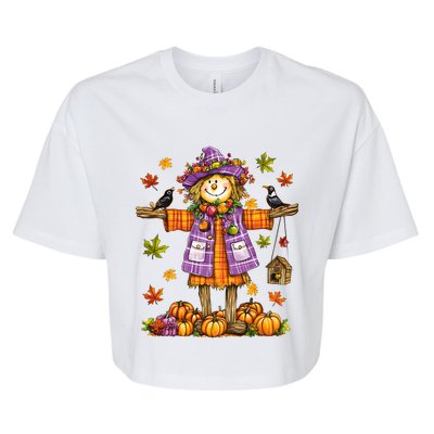 Scarecrow Autumn Fall Season Pumpkin Thanksgiving Halloween Gift Bella+Canvas Jersey Crop Tee