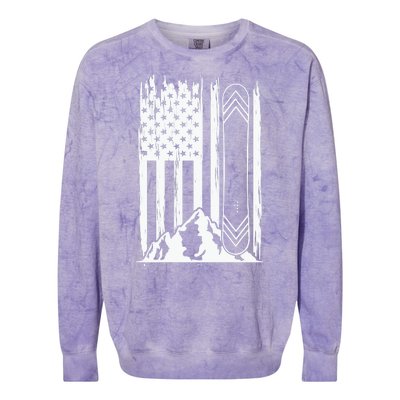 Snowboarding American Flag Colorblast Crewneck Sweatshirt