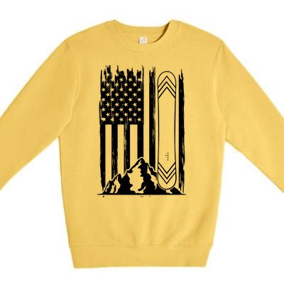 Snowboarding American Flag Premium Crewneck Sweatshirt