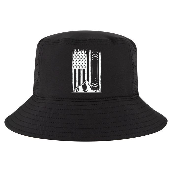 Snowboarding American Flag Cool Comfort Performance Bucket Hat