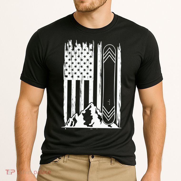 Snowboarding American Flag Performance Shirt