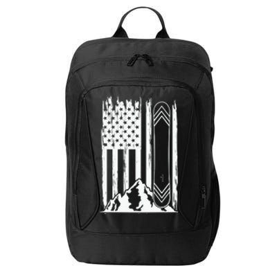 Snowboarding American Flag City Backpack