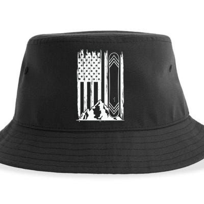 Snowboarding American Flag Sustainable Bucket Hat