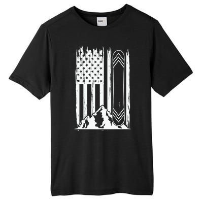 Snowboarding American Flag Tall Fusion ChromaSoft Performance T-Shirt