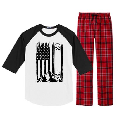 Snowboarding American Flag Raglan Sleeve Pajama Set