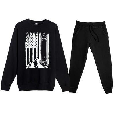 Snowboarding American Flag Premium Crewneck Sweatsuit Set