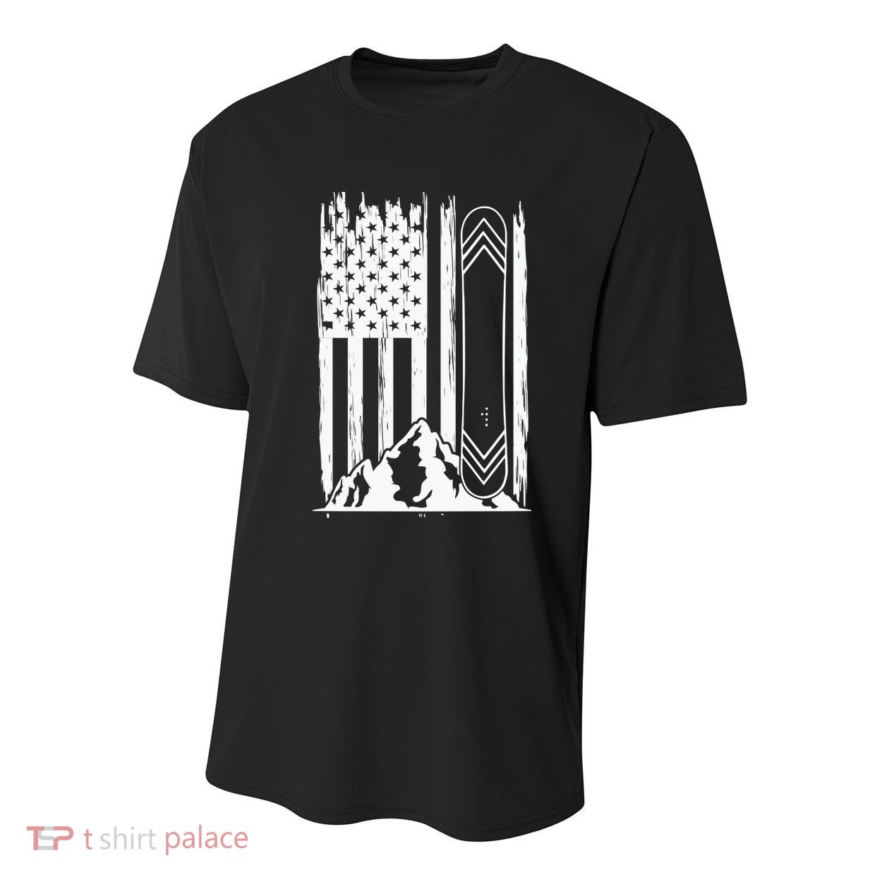 Snowboarding American Flag Youth Performance Sprint T-Shirt