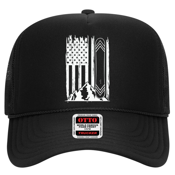 Snowboarding American Flag Trucker Hat