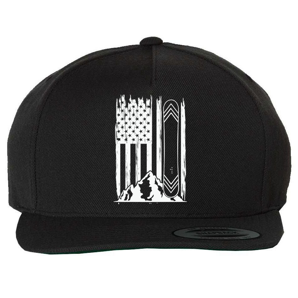 Snowboarding American Flag Wool Snapback Cap