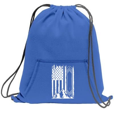 Snowboarding American Flag Sweatshirt Cinch Pack Bag