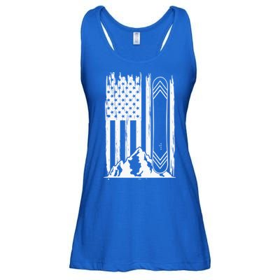 Snowboarding American Flag Ladies Essential Flowy Tank