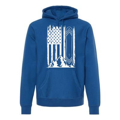 Snowboarding American Flag Premium Hoodie