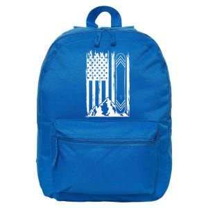 Snowboarding American Flag 16 in Basic Backpack