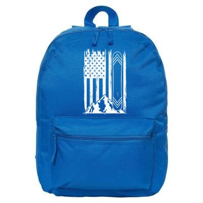 Snowboarding American Flag 16 in Basic Backpack