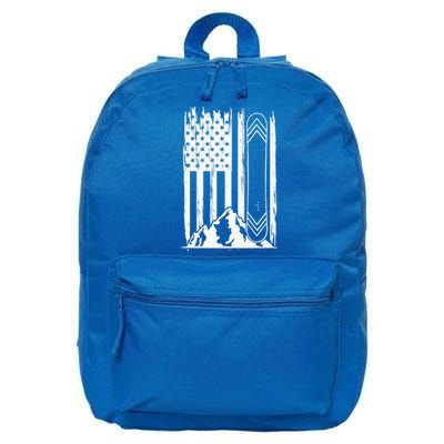 Snowboarding American Flag 16 in Basic Backpack