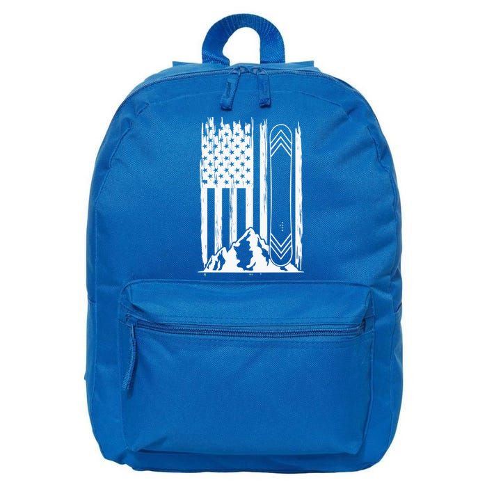 Snowboarding American Flag 16 in Basic Backpack