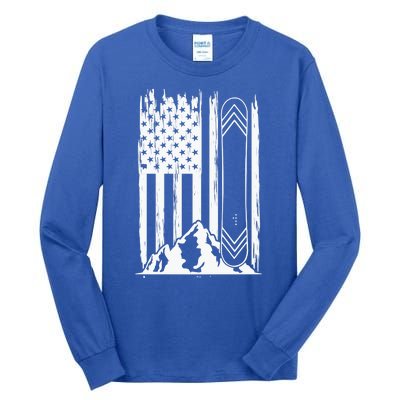 Snowboarding American Flag Tall Long Sleeve T-Shirt