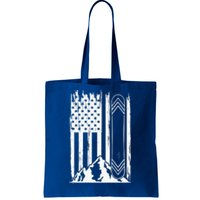 Snowboarding American Flag Tote Bag