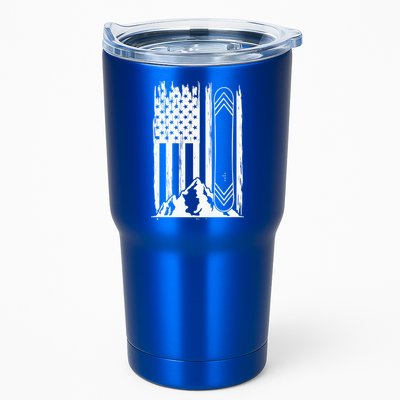 Snowboarding American Flag Tumbler
