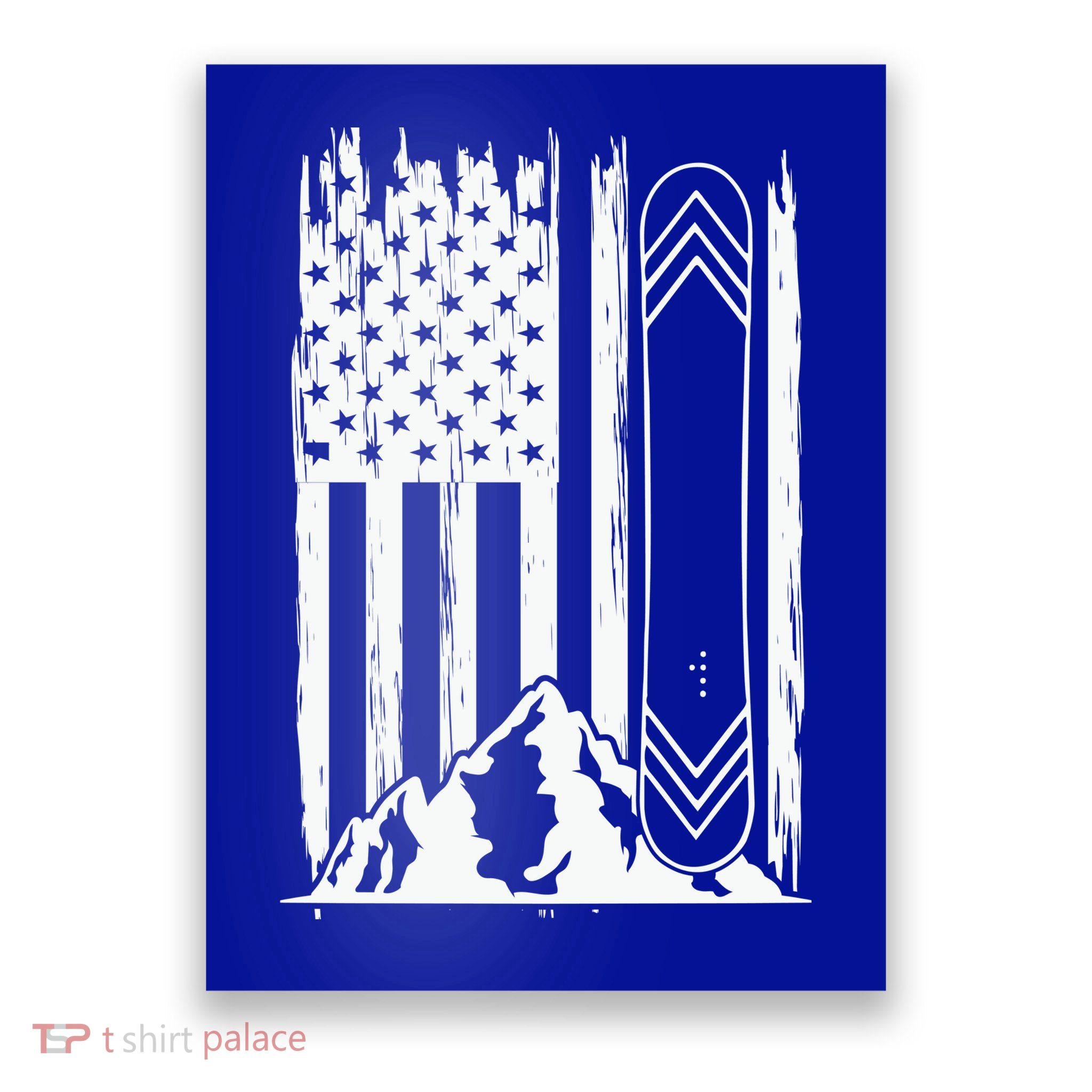 Snowboarding American Flag Poster