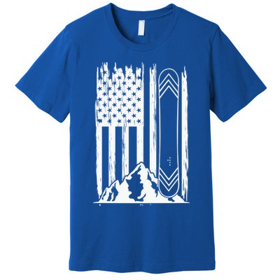 Snowboarding American Flag Premium T-Shirt