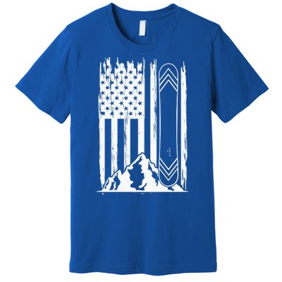 Snowboarding American Flag Premium T-Shirt