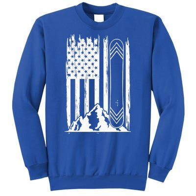 Snowboarding American Flag Tall Sweatshirt