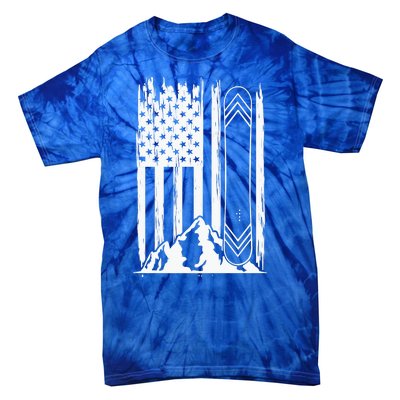 Snowboarding American Flag Tie-Dye T-Shirt