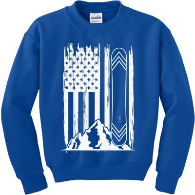 Snowboarding American Flag Kids Sweatshirt