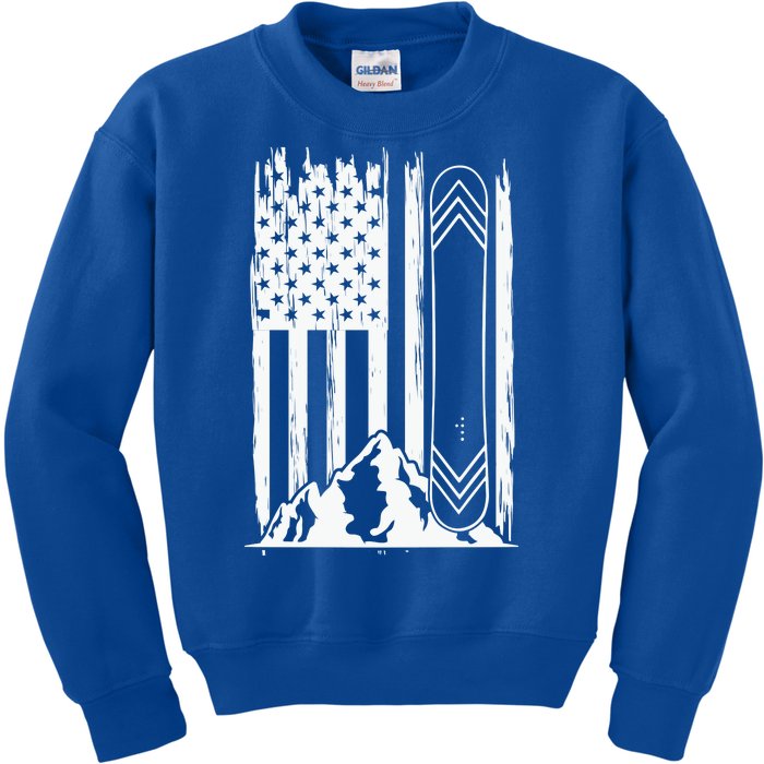 Snowboarding American Flag Kids Sweatshirt