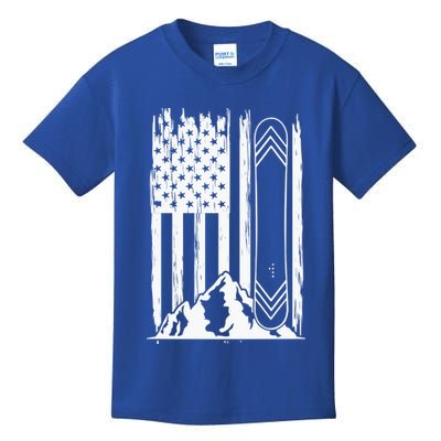 Snowboarding American Flag Kids T-Shirt