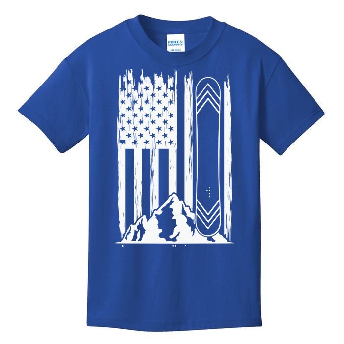 Snowboarding American Flag Kids T-Shirt