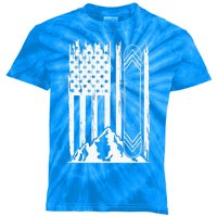 Snowboarding American Flag Kids Tie-Dye T-Shirt