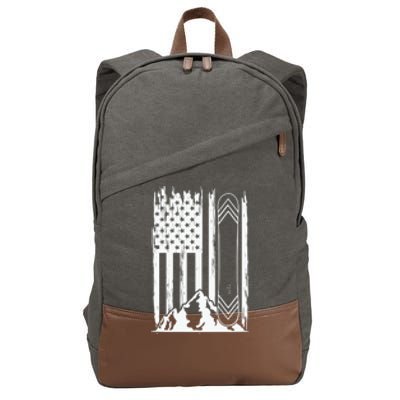 Snowboarding American Flag Cotton Canvas Backpack