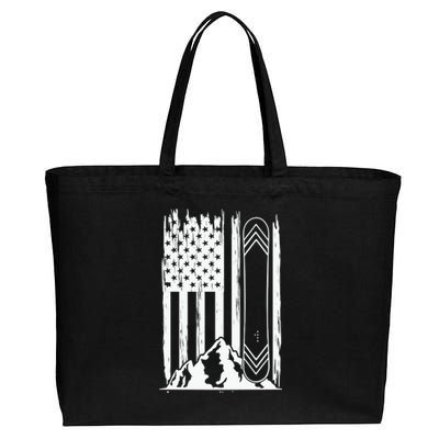 Snowboarding American Flag Cotton Canvas Jumbo Tote