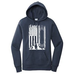 Snowboarding American Flag Women's Pullover Hoodie