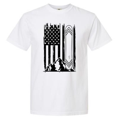 Snowboarding American Flag Garment-Dyed Heavyweight T-Shirt