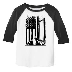 Snowboarding American Flag Toddler Fine Jersey T-Shirt