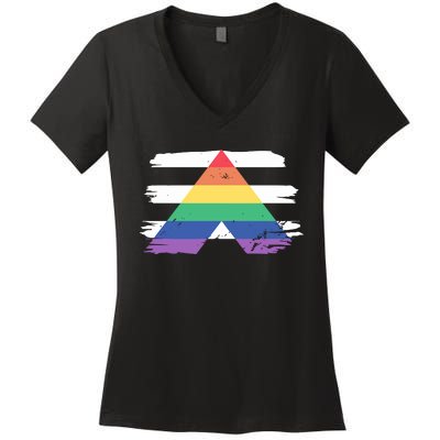 Straight Ally Flag Ally Lgbtq Lgbt Pride Month Women's V-Neck T-Shirt