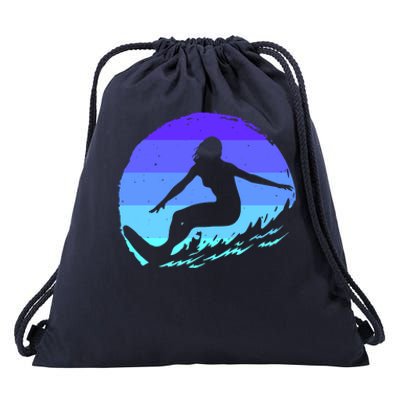 Surf Art For Women Beach Surfer Hawaiian Wave Surfing Drawstring Bag