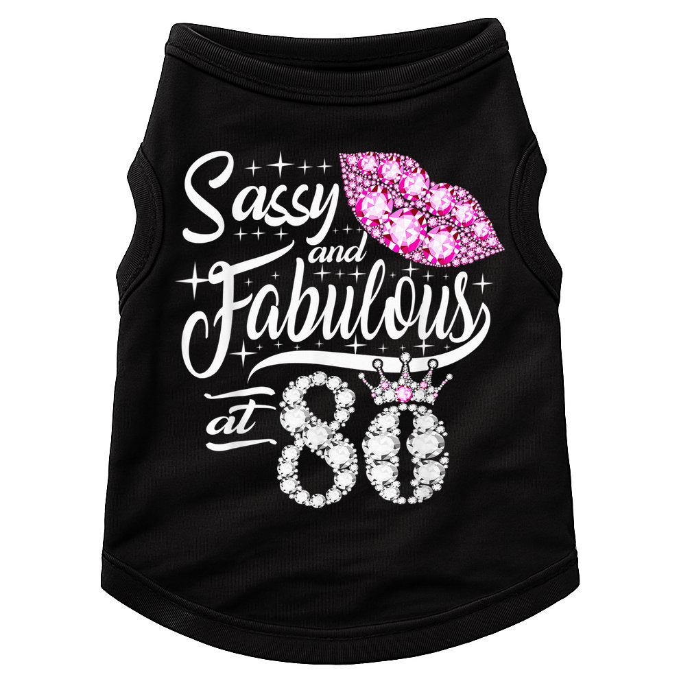Sassy and fabulous at 80 Years Old 80th Birthday crown lips Doggie Tank