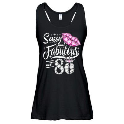 Sassy and fabulous at 80 Years Old 80th Birthday crown lips Ladies Essential Flowy Tank