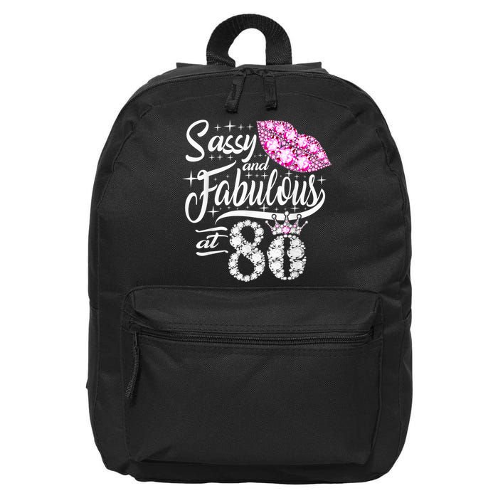 Sassy and fabulous at 80 Years Old 80th Birthday crown lips 16 in Basic Backpack