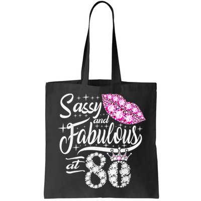 Sassy and fabulous at 80 Years Old 80th Birthday crown lips Bag