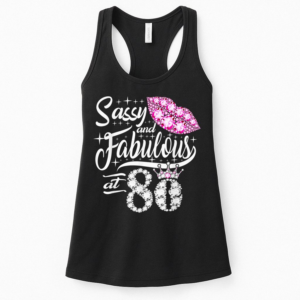 Sassy and fabulous at 80 Years Old 80th Birthday crown lips Womens Tank Top