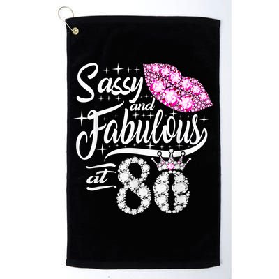 Sassy and fabulous at 80 Years Old 80th Birthday crown lips Golf Towel