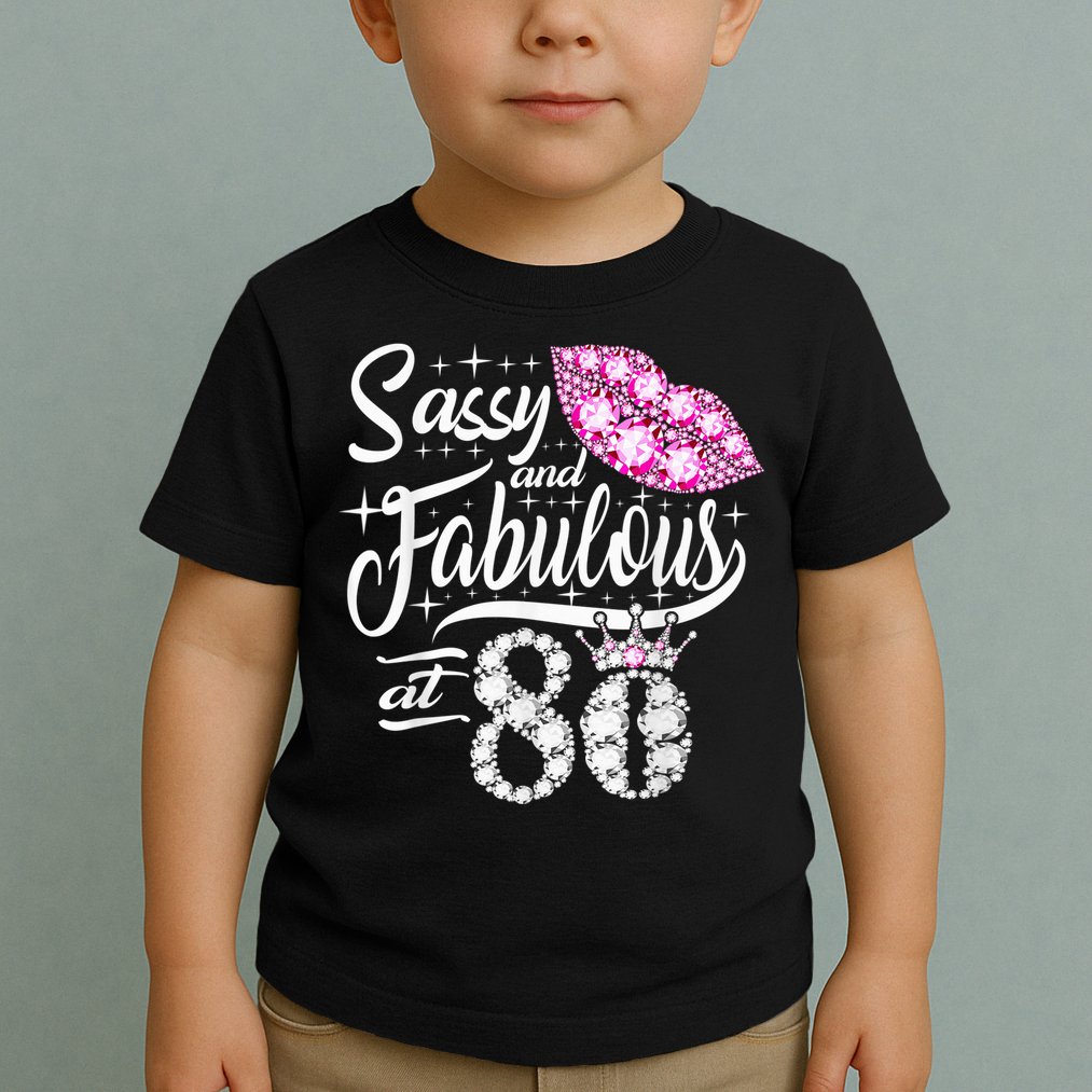 Sassy and fabulous at 80 Years Old 80th Birthday crown lips Toddler T-Shirt
