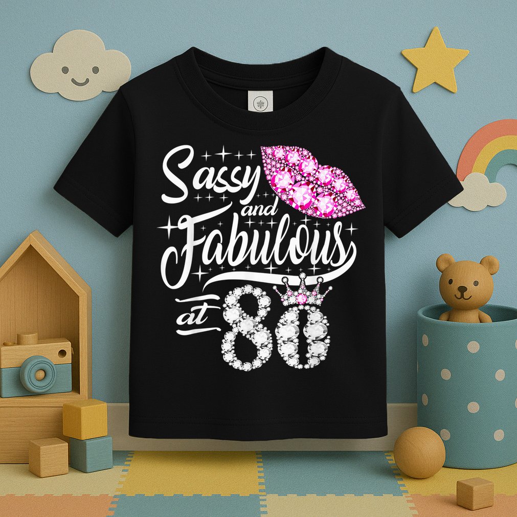 Sassy and fabulous at 80 Years Old 80th Birthday crown lips Toddler T-Shirt