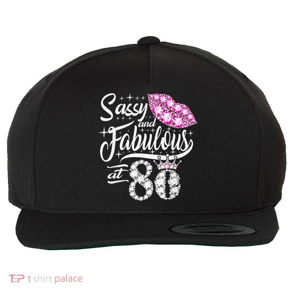 Sassy and fabulous at 80 Years Old 80th Birthday crown lips Wool Snapback Cap